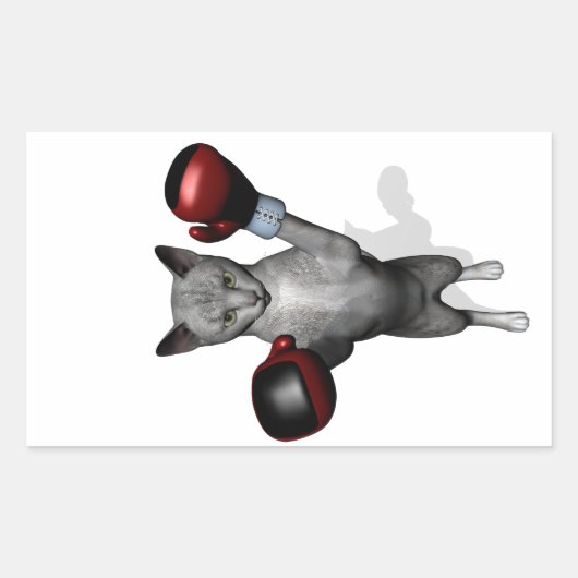 Boxer Cat Rechteckiger Aufkleber (Vorderseite)