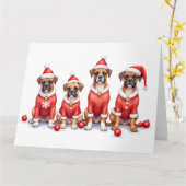 Boxer Christmas Dress Santa Hat Karte (Gelbe Blume)