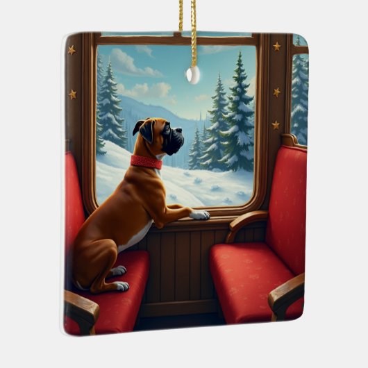 Boxer Christmas Eve Train Ride Painting Keramikornament (Rechts)