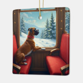 Boxer Christmas Eve Train Ride Painting Keramikornament (Links)