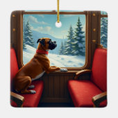 Boxer Christmas Eve Train Ride Painting Keramikornament (Rückseite)