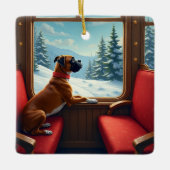 Boxer Christmas Eve Train Ride Painting Keramikornament (Vorderseite)
