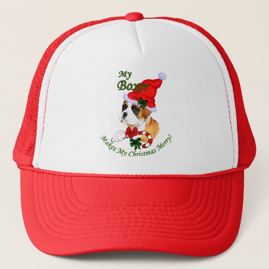 Boxer Christmas Geschenke Truckerkappe (Vorderseite)