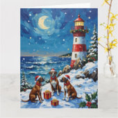 Boxer Christmas Lighthouse Holiday Karte (Gelbe Blume)