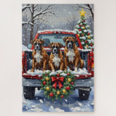 Boxer Christmas Red Truck Holiday Puzzle (Vertikal)
