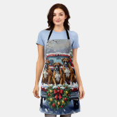 Boxer Christmas Red Truck Holiday Schürze (Getragen)