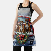 Boxer Christmas Red Truck Holiday Schürze (InSitu)