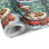 Boxer Christmas Santa Bag Adventure Geschenkpapier (Rolleneckpunkt)
