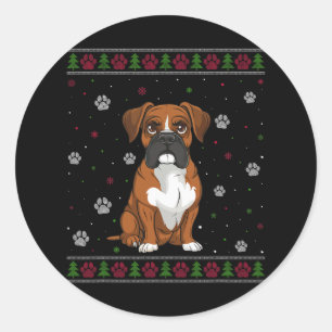 Boxer Christmas Sweater Xmas Haustier Hund Lover Runder Aufkleber