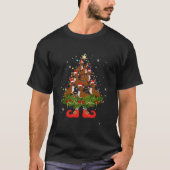 Boxer Christmas Tree Lights Santa Hat Dog T-Shirt (Vorderseite)