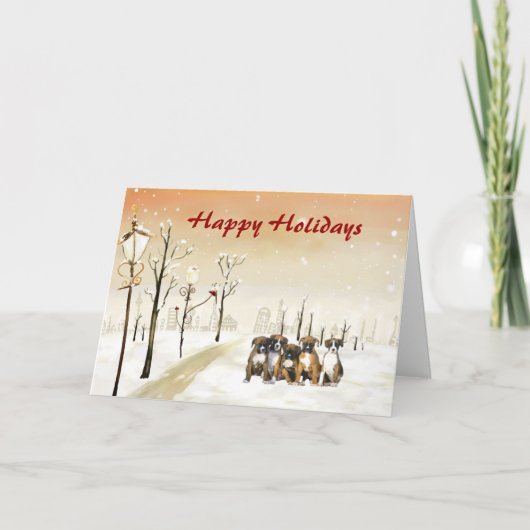 Boxer Christmas Urban Grußkarte Feiertagskarte (Vorderseite)