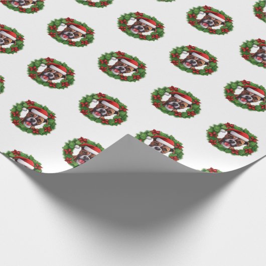 Boxer Christmas Wreath Geschenkpapier (Ecke)