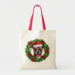 Boxer Christmas Wreath Tragetasche