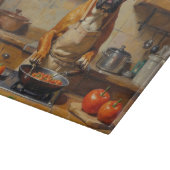 Boxer Cooking in Kitchen Schneidebrett (Ecke)