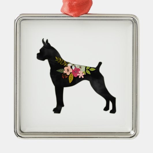 Boxer Cropped Oars Boho Floral Silhouette Ornament Aus Metall (Vorne)