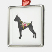 Boxer Cropped Oars Boho Floral Silhouette Ornament Aus Metall (Links)