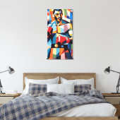 Boxer Cubism Canvas Print Leinwanddruck (Insitu (Schlafzimmer))