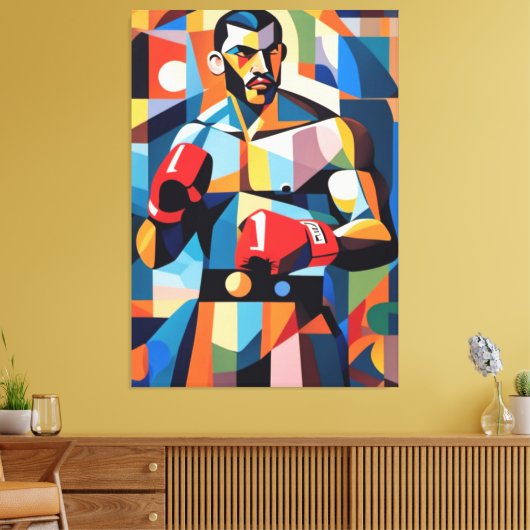 Boxer Cubism Canvas Print Leinwanddruck (Insitu (Wohnzimmer))