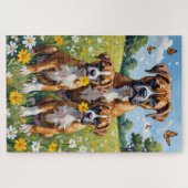 Boxer Daisy Meadow Kunst Puzzle (Horizontal)