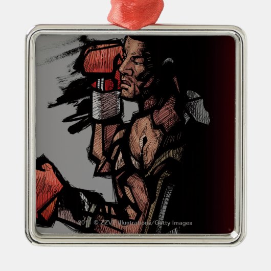 Boxer, der sich hinlegt silbernes ornament (Vorne)