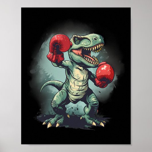 Boxer Dinosaur Boxing Dino Kickboxing T-rex Boxing Poster (Vorne)