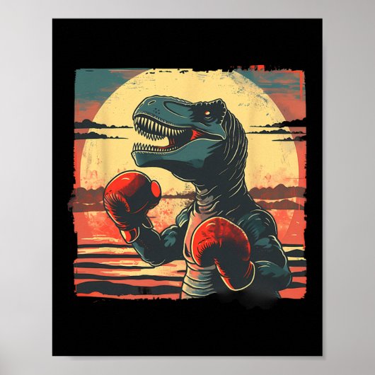 Boxer Dinosaur Boxing Dino Kickboxing T-rex Boxing Poster (Vorne)
