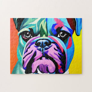 Boxer Dog Abstrakt farbiges Portrait Puzzle