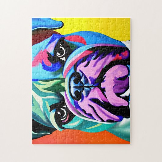 Boxer Dog Abstrakt farbiges Portrait Puzzle (Vertikal)