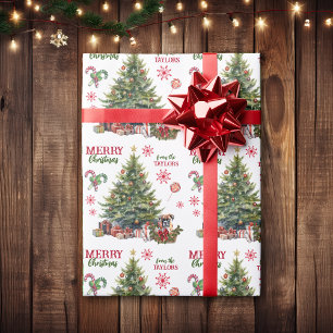 Boxer Dog Aktionskorb unter der Urlaubspflanze Geschenkpapier