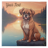 Boxer Dog am See Fliese (Vorderseite)