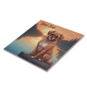 Boxer Dog am See Fliese (Seite)