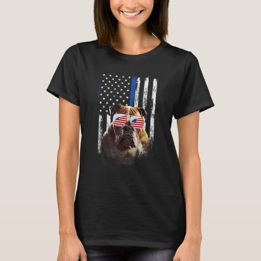 Boxer Dog American Flag Patriotic Boxer Dog 4th Of T-Shirt (Vorderseite)