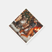 Boxer Dog and Cat Christmas Serviette (Ecke)