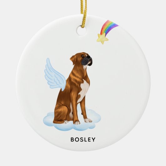 Boxer Dog Angel Personalisierter Hundegedanken Keramik Ornament (Vorne)