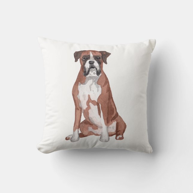 Boxer Dog Aquarellmalerei Kissen (Vorderseite)