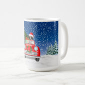 Boxer Dog Autofahren Auto in Schneeschweihnacht Kaffeetasse (VorderseiteRechts)