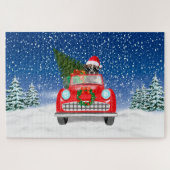 Boxer Dog Autofahrer im Schnee Weihnachten Jigsaw Puzzle (Horizontal)