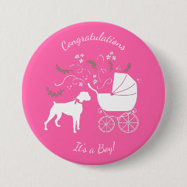 Boxer Dog Baby Dusche Pink Girl Button