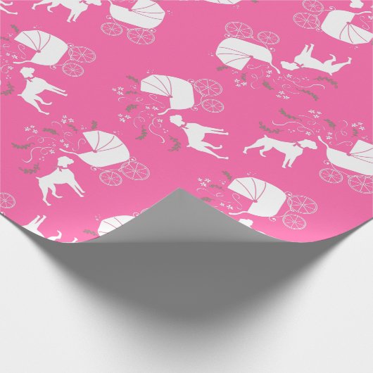 Boxer Dog Baby Dusche Pink Girl Geschenkpapier (Ecke)