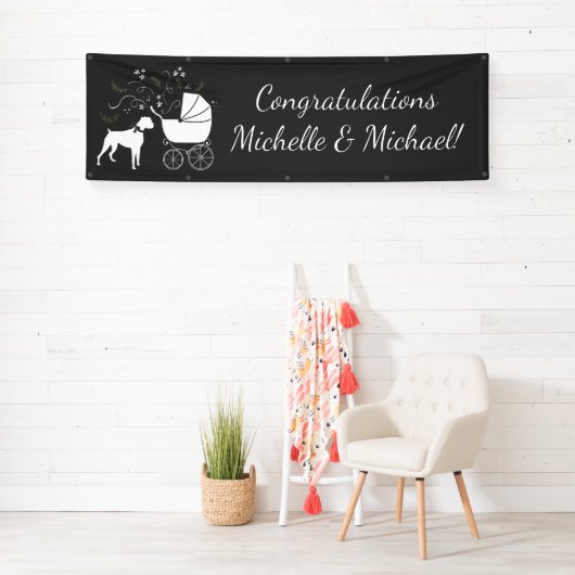 Boxer Dog Baby Dusche Welpe Grau Banner (Insitu)