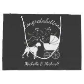 Boxer Dog Baby Dusche Welpe Grau Große Geschenktüte (Rückseite)