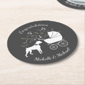 Boxer Dog Baby Dusche Welpe Grau Runder Pappuntersetzer (Angewinkelt)