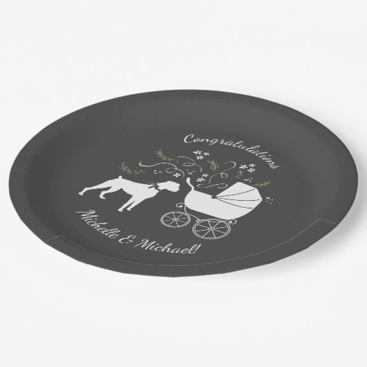 Boxer Dog Baby Shoppy Puppy Pappteller (Schrägansicht)