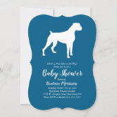 Boxer Dog Baby Shower Blue Boy Einladung (Vorderseite)