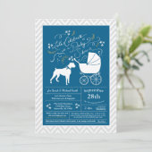 Boxer Dog Baby Shower Blue Boy Einladung (Stehend Vorderseite)