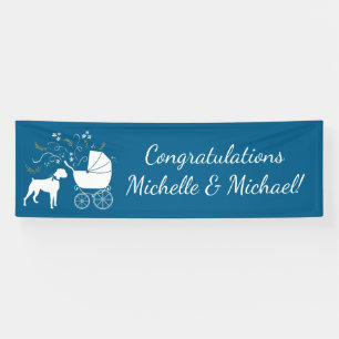 Boxer Dog Baby Shower Welpe Blue Boy Banner