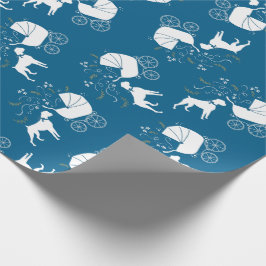 Boxer Dog Baby Shower Welpe Blue Boy Geschenkpapier
