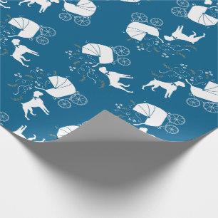 Boxer Dog Baby Shower Welpe Blue Boy Geschenkpapier
