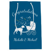 Boxer Dog Baby Shower Welpe Blue Boy Mittlere Geschenktüte (Vorderseite)