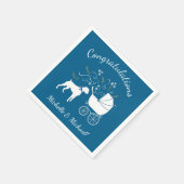 Boxer Dog Baby Shower Welpe Blue Boy Serviette (Ecke)